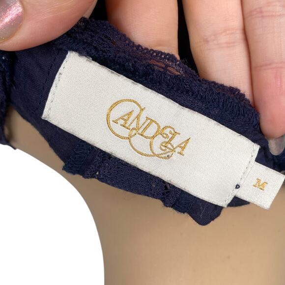 Candela Free People RARE Blue Lace Beaded Prairie Boho Dress SZ M - Picture 12 of 13